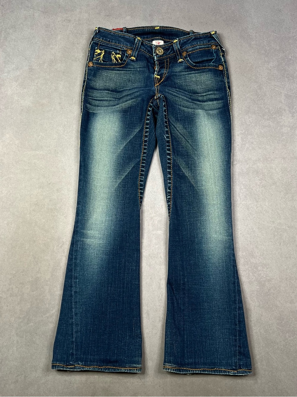 True Religion Women's Flare Jeans - Dark Blue with Fading
